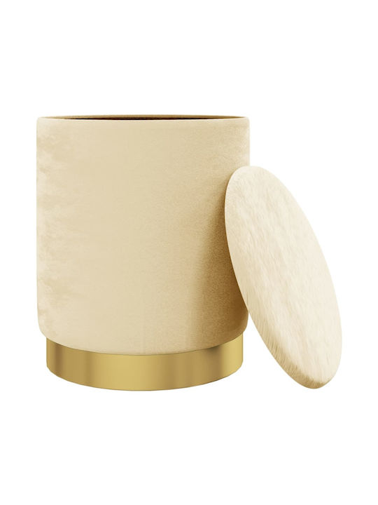 Stool For Living Room With Storage Space Upholstered with Velvet Verikoki 31x31x37cm