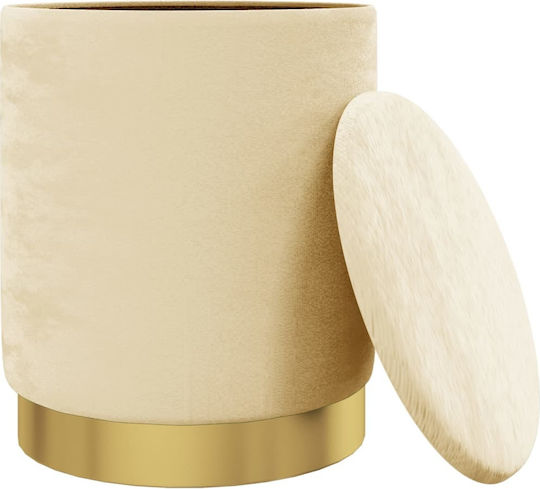 Stool For Living Room With Storage Space Upholstered with Velvet Verikoki 31x31x37cm
