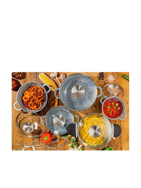 Edenberg Pots Set of Cast Aluminum with Non-stick Coating Grey 10pcs