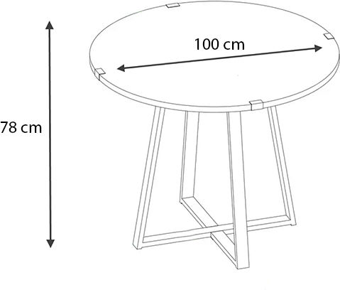 Rubes Table Kitchen Wooden with Metal Frame Black 100x100x78cm