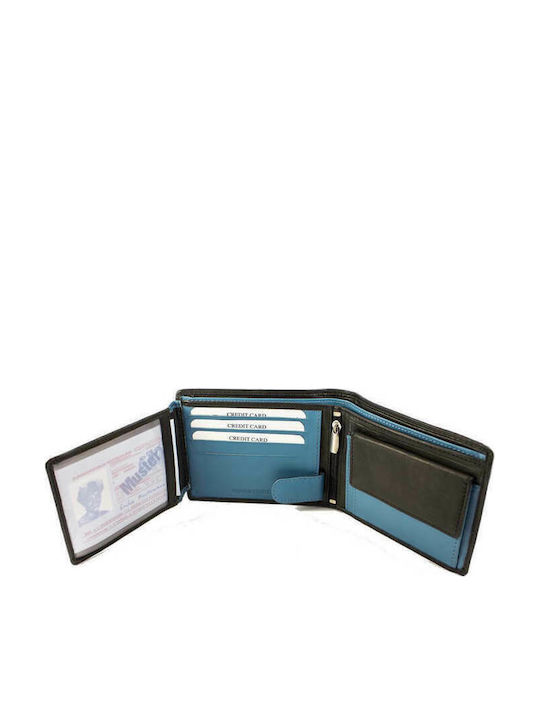 Leather Men's Wallet Classic Black/Blue