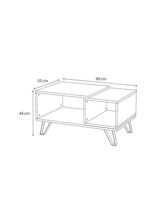 Rechteckig Couchtisch Don Sonoma / Ανθρακί L90xB55xH44cm