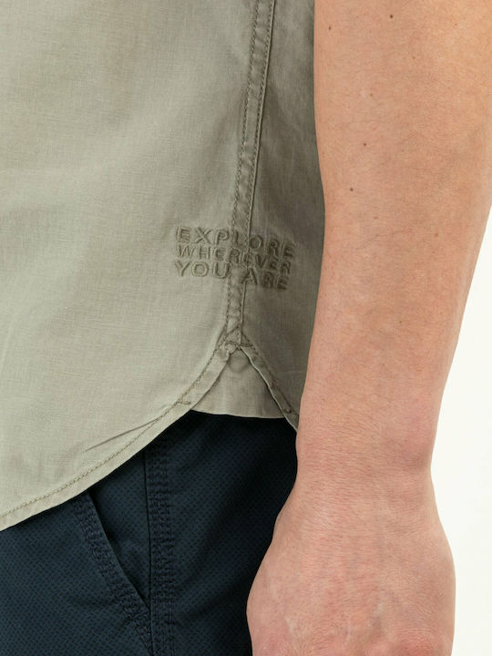 Kurzärmlig Leinen Hemd Khaki