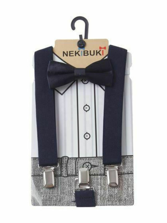 Set Suspenders & Bow Tie Kids' Set Fabric Bow Ties Navy Blue