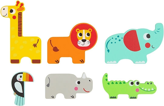Wooden Kids Peg Puzzle Wild Animals Wild Animals for 1+ Years 7pcs Tooky Toys