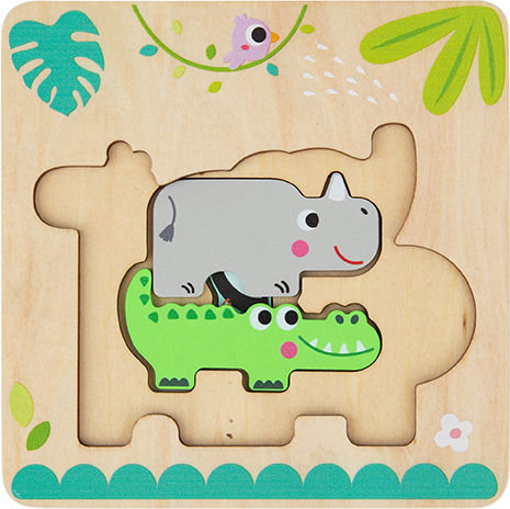 Wooden Kids Peg Puzzle Wild Animals Wild Animals for 1+ Years 7pcs Tooky Toys