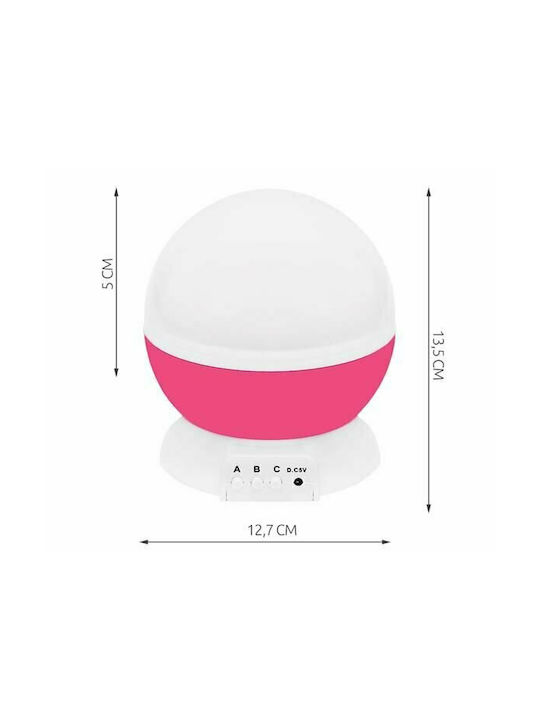 Rotating Kids Projector Lamp with Star Projection with Color Changes Pink 12.7x12.7x13.5εκ.