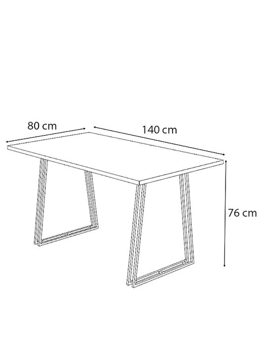 Gable Table Kitchen Wooden with Metal Frame Black / Sonoma 140x80x76cm