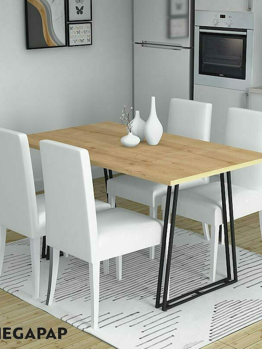 Gable Τραπέζι Κουζίνας Ξύλινο με Μεταλλικό Σκελετό Μαύρο / Sonoma 140x80x76εκ.