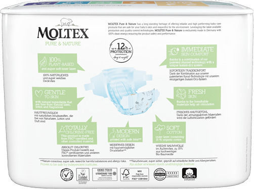 Moltex Klebeband-Windeln Pure & Nature Nr. 2 für 3-6kg 38cm
