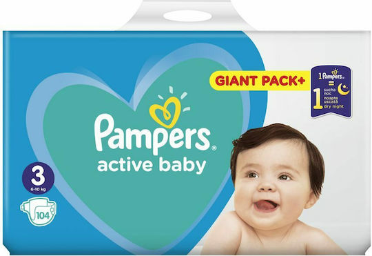 Pampers Tape Diapers Active Baby No. 3 for 6-10 kgkg 104pcs