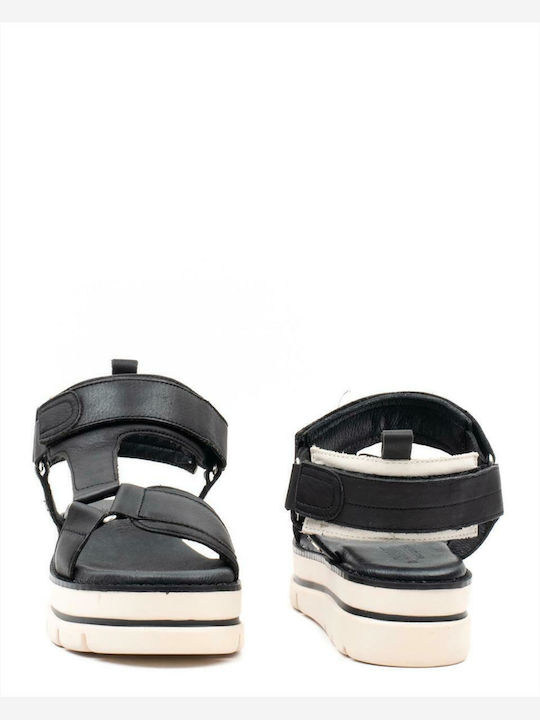 Leather Women's Flat Sandals Flatforms Black