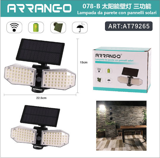 Arrango Wall Mounted Solar Light with Motion Sensor and Photocell IP65 22.5cmx15cmcm