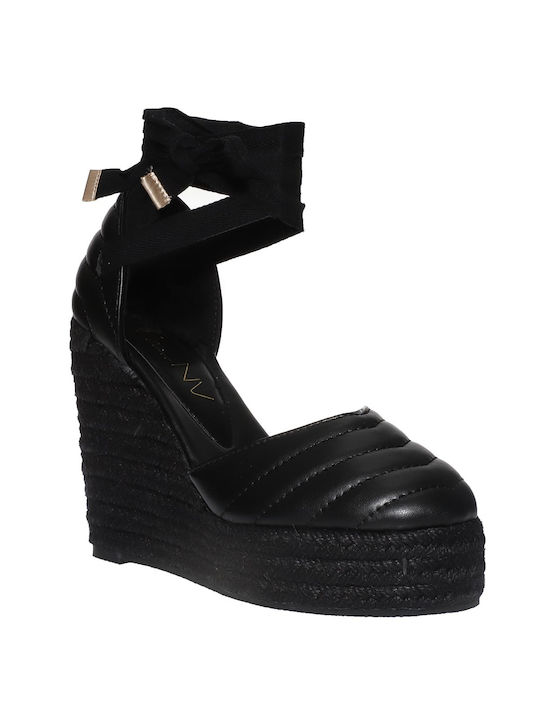 Envie Shoes Women's Leather Ankle Strap Platforms Black