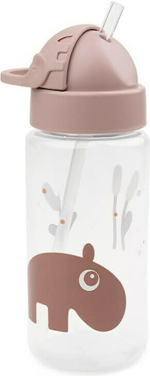 Done by Deer Ozzo Powder Pink Kids Water Bottle Plastic with Straw Non Spill Ozzo Powder 350ml
