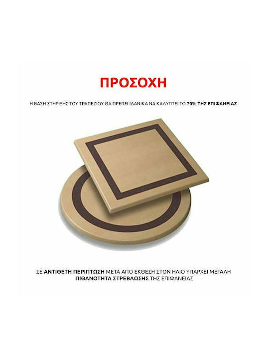 HomeMarkt 272 Square Table Surface Werzalit in Brown Colour 80x80x3.5cm