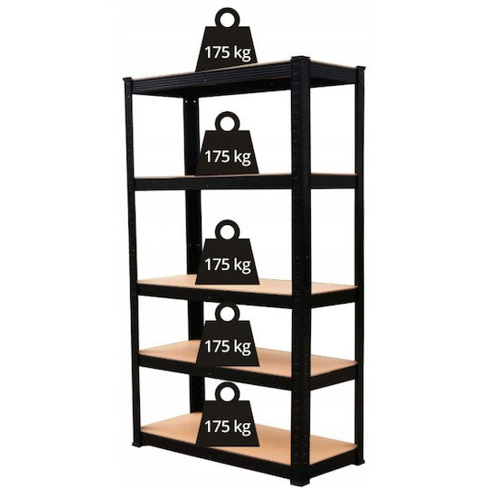 Topeshop Raft Dexion Galvanizat 90x30x180 cm Cu 5 Rafturi Rezistență Totală 875 kg