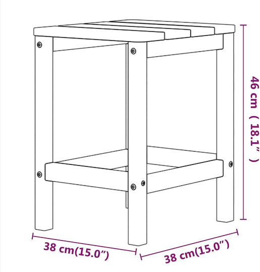 Plastic Masa auxiliară pentru spații exterioare mici Adirondack Blue 38x38x46buc