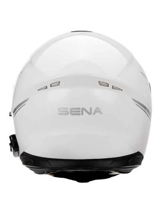Sena Outride BT Glossy White Motorcycle Helmet Full Face ECE 22.06 1600gr with Sunvisor