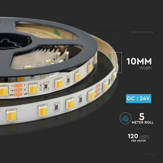 V-TAC Wasserdicht LED-Streifen 24V Warm zu kühlem Weiß Licht 5m Typ SMD2835