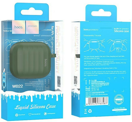 Hoco WB22 Glory & Antiloss Strap Silicone Case with Keychain Green for Apple AirPods 3
