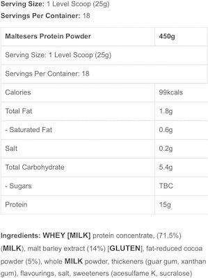 Mars Maltesers Hi-Protein Molkenprotein mit Geschmack Schokoladenmalz 450gr