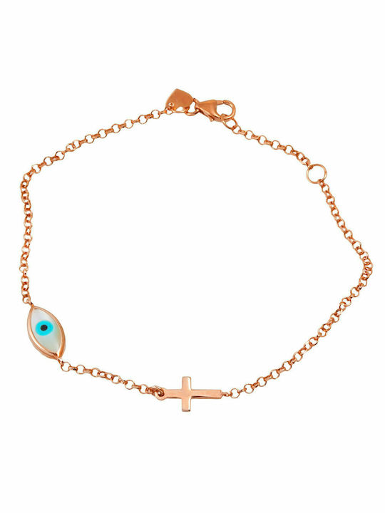 Mertzios.gr Bracelet Chain with design Eye made of Rose Gold BR270717311X