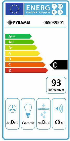 Pyramis Vetrio Απορροφητήρας Καμινάδα 90cm Inox-White