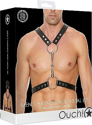 Shots Ouch! Men's Harness with Metal Bit Black