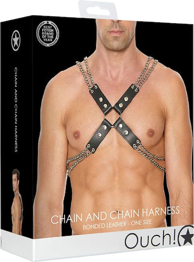 Shots Ouch! Chained Bonded Leather Harness Black