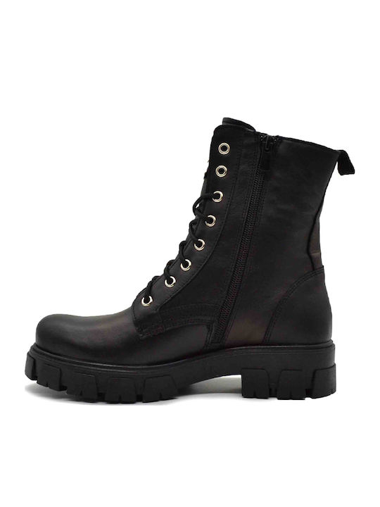 Leder Stiefeletten Damen Schwarz