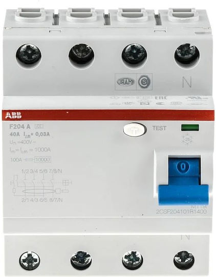 Abb Phase 4-Pole Earth Leakage Relay 40A 47140