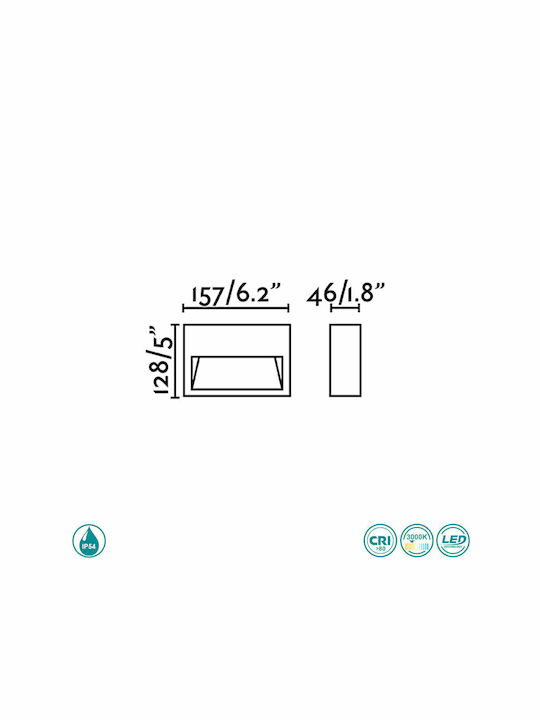 Faro Barcelona Grada Wall-Mounted Outdoor Ceiling Light LED IP54 3W 15.7x12.8εκ.