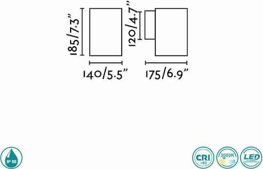 Faro Barcelona Thon Επιτοίχιο Εξωτερικό Σποτ LED IP55 15W 18.5x14εκ.