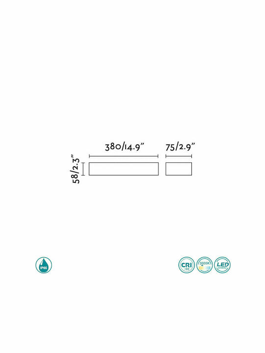 Faro Barcelona Doro Επιτοίχια Εξωτερική Πλαφονιέρα LED IP65 20W με Θερμό Λευκό Φως 38x5.8εκ.