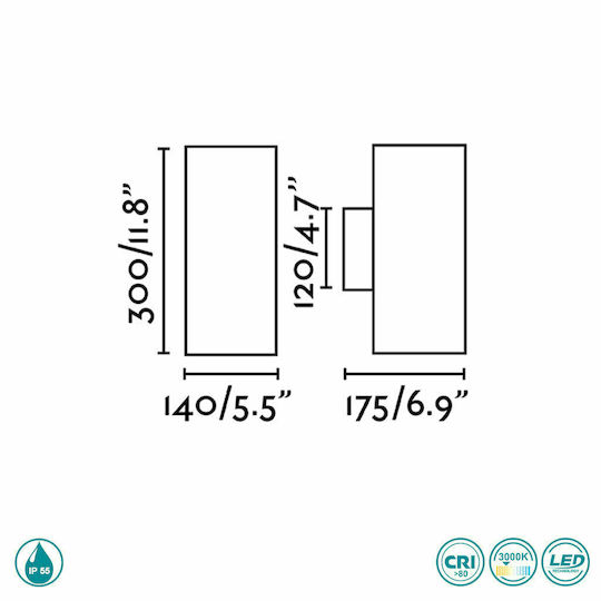 Faro Barcelona Thon Wall-Mounted Outdoor Spot Light LED IP55 30W 30x14εκ.
