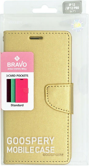Mercury Bravo Diary Book Synthetic Leather Gold (iPhone 12 / 12 Pro)
