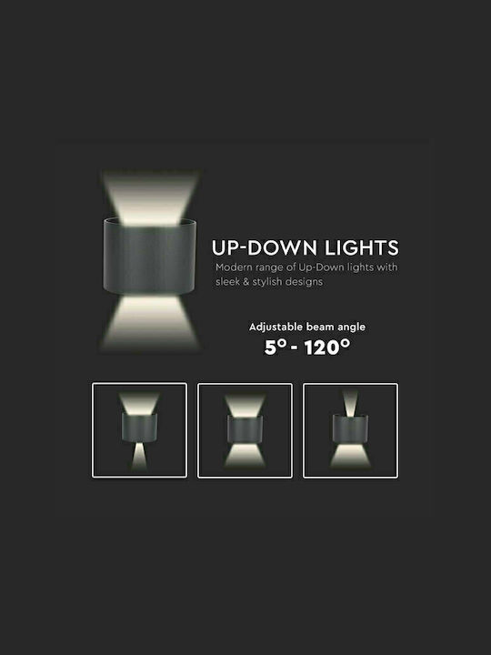 V-TAC Vt-756 Επιτοίχιο Εξωτερικό Σποτ LED IP65 5W με Φυσικό Λευκό Φως Διπλής Δέσμης
