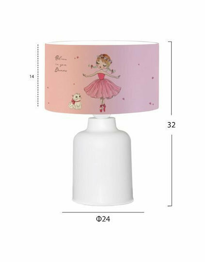 HomeMarkt Kids Side Table Lamp Ballerina with Design Projection Pink 24x24x32cm