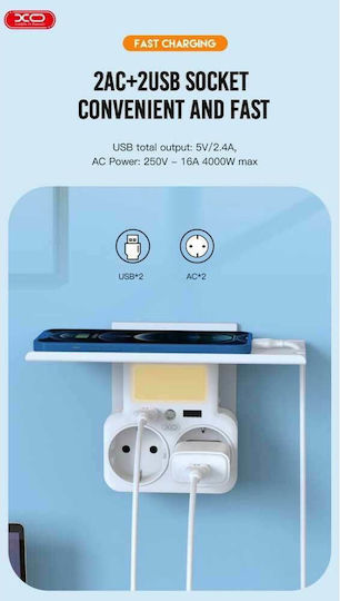 XO WL09 EU Ταφ 2 Θέσεων με 2 USB-A