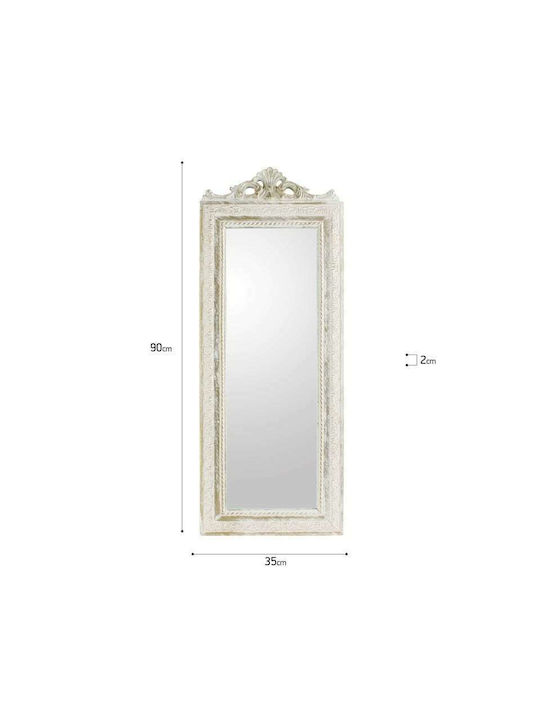 Inart Wall Mirror with White Plastic Frame 90x35cm 1pcs