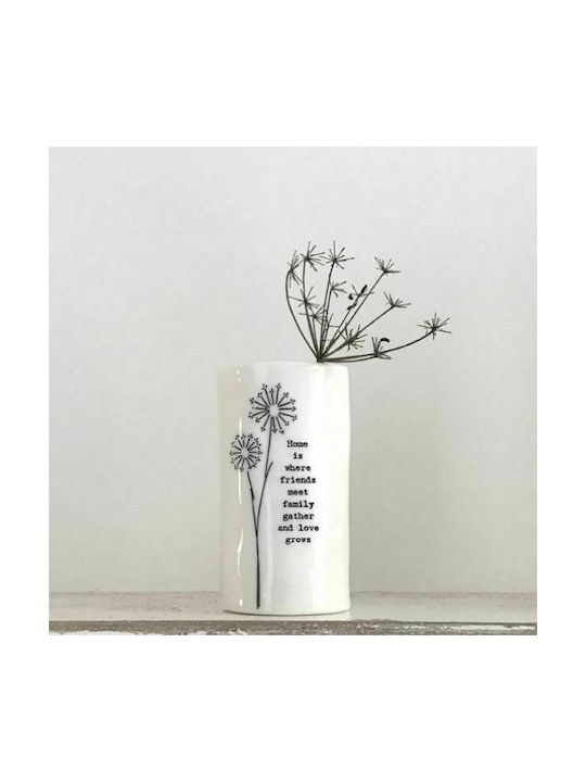 Synchronia Decorative Vase Porcelain Home Is Where Friends Meet White 5x5xH9cm