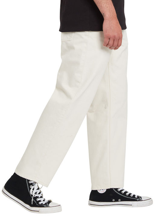 Modown Herren Jeanshose Gekürzte Lose Tapered Passform Weiß