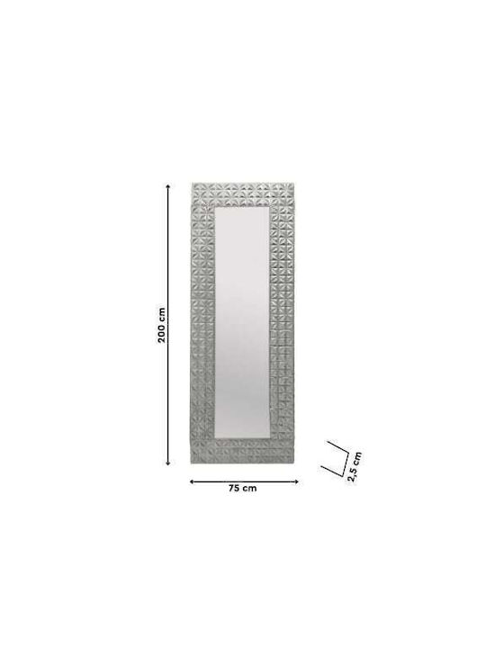 Inart Wall Mirror Full Length with Silver Metallic Frame 150x67cm 1pcs