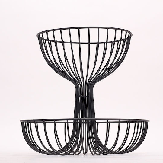 Lalos Obstschale Metallisch 2 Niveaus Schwarz 30x30x29cm Lalos Obstschale Metallisch 2 Niveaus Schwarz 30x30x29cm