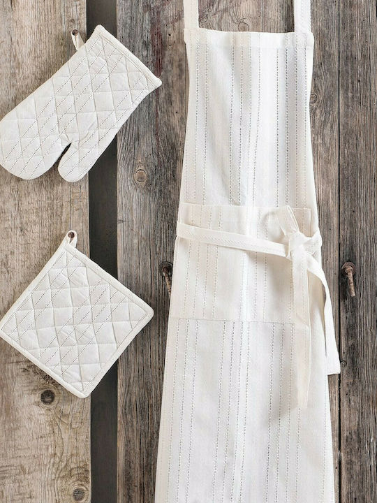 Rythmos Savoca Küchenschürze mit Handschuhen und Topflappen Beige 121-101-2029 3Stück