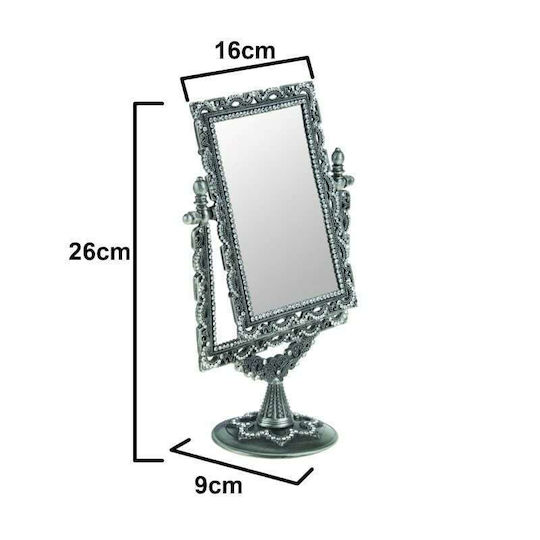 Inart Tabletop Makeup Mirror 16x26cm Silver