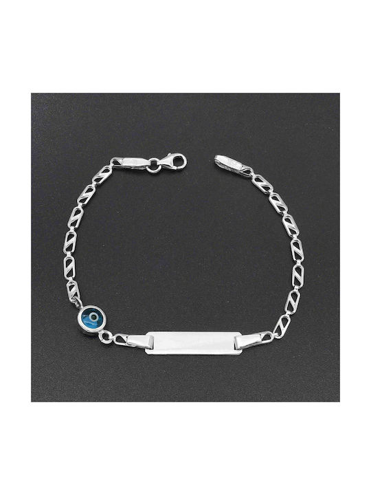 Kids Bracelet ID from Gold 9K with Evil Eye