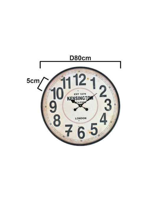 Inart Wall Clock Metallic Black Ø80cm