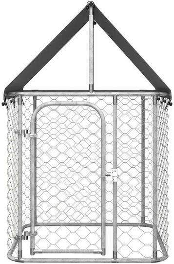 vidaXL Park Dog with Shelter made of Metal in Silver Color 100 x 100 x 150cm